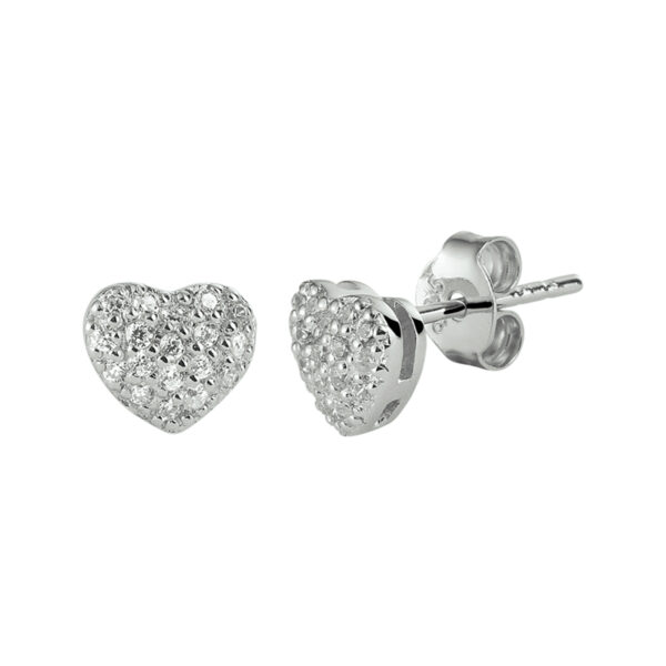 oorknoppen hart zirkonia zilver gerhodineerd