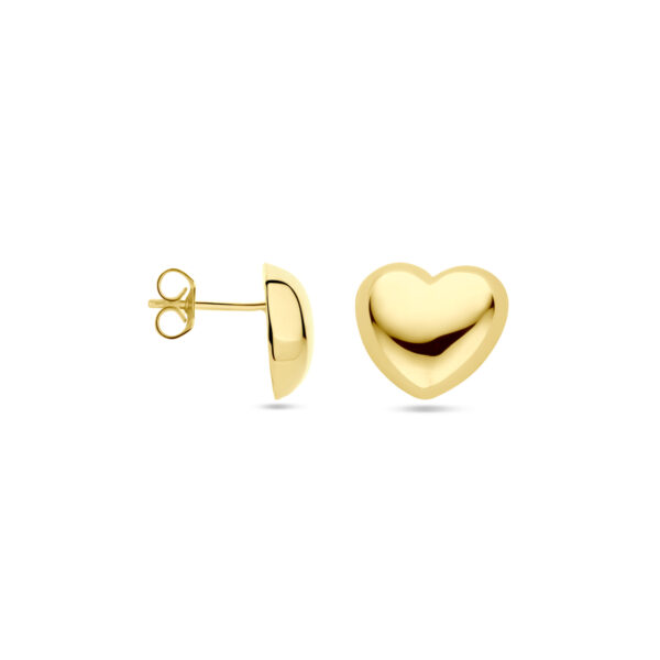 oorknoppen hartje 12 mm 1 micron zilver verguld (geel) - Afbeelding 3