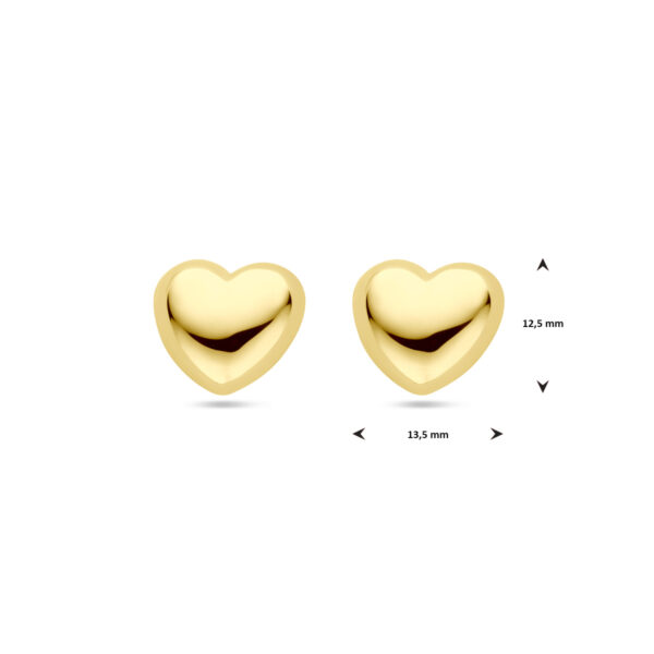 oorknoppen hartje 12 mm 1 micron zilver verguld (geel) - Afbeelding 4