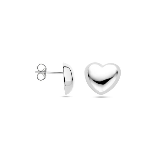 oorknoppen hartje 12 mm zilver gerhodineerd - Afbeelding 3