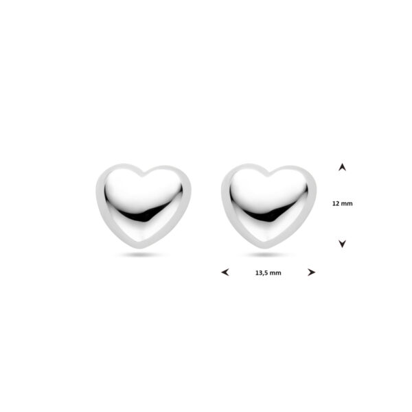 oorknoppen hartje 12 mm zilver gerhodineerd - Afbeelding 4