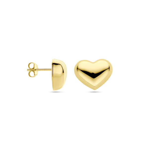 oorknoppen hartje 13 mm 1 micron zilver verguld (geel) - Afbeelding 3