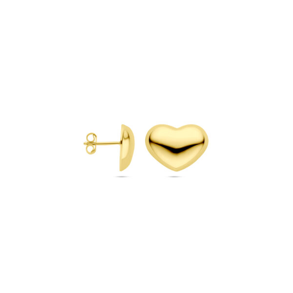 oorknoppen hartje 13 mm 1 micron zilver verguld (geel) - Afbeelding 3