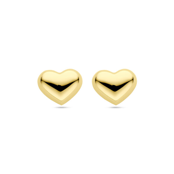 oorknoppen hartje 13 mm 1 micron zilver verguld (geel)