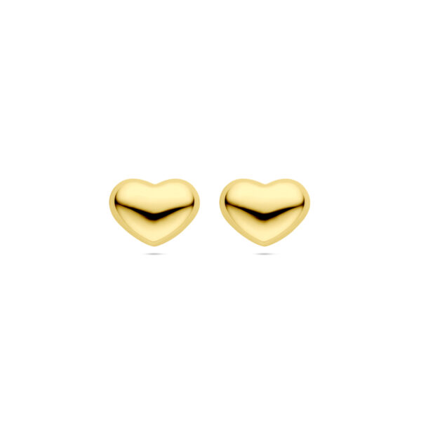oorknoppen hartje 13 mm 1 micron zilver verguld (geel)