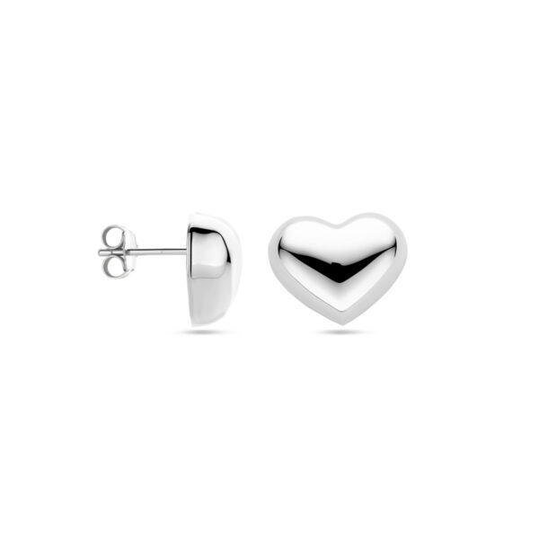 oorknoppen hartje 13 mm zilver gerhodineerd - Afbeelding 3