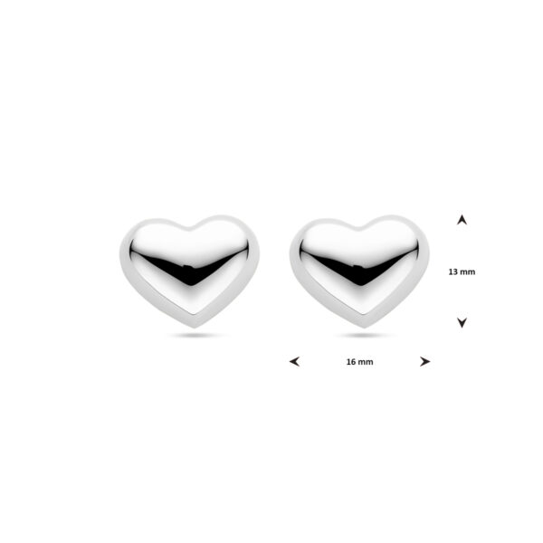 oorknoppen hartje 13 mm zilver gerhodineerd - Afbeelding 4