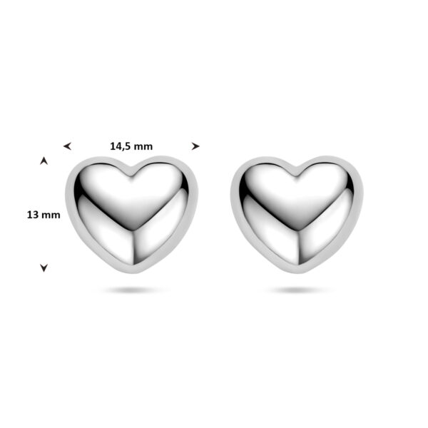 oorknoppen hartje 13 mm zilver gerhodineerd - Afbeelding 4