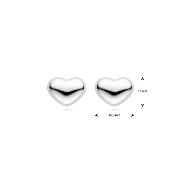 oorknoppen hartje 13 mm zilver gerhodineerd - Afbeelding 4