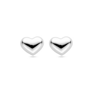 oorknoppen hartje 13 mm zilver gerhodineerd