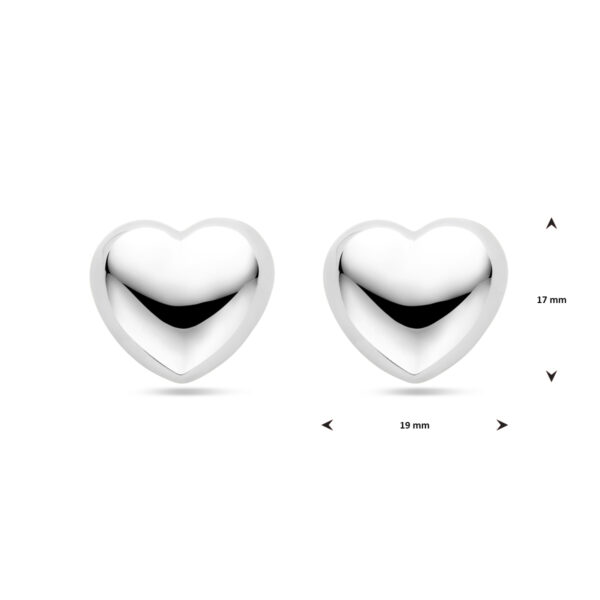 oorknoppen hartje 17 mm zilver gerhodineerd - Afbeelding 4