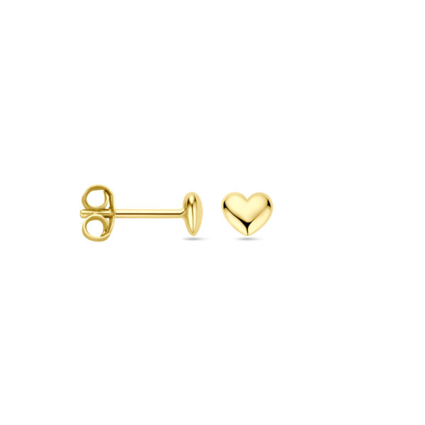 oorknoppen hartje 4 mm 1 micron zilver verguld (geel) - Afbeelding 3