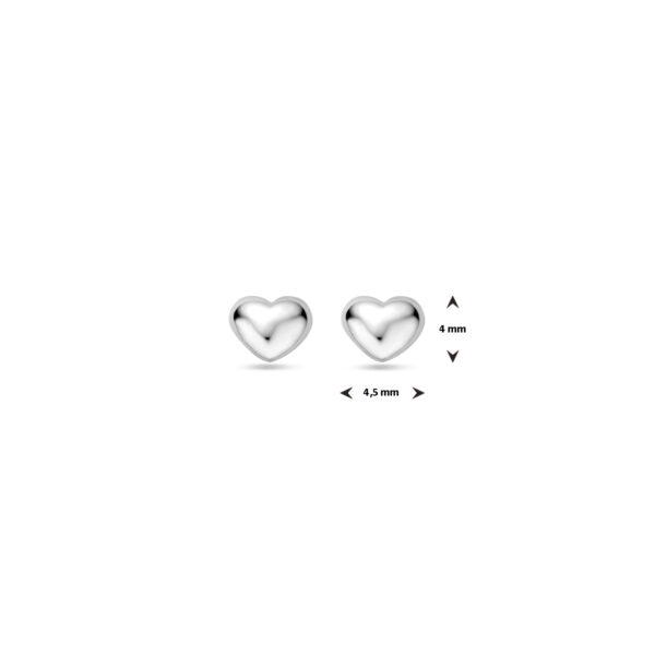 oorknoppen hartje 4 mm zilver gerhodineerd - Afbeelding 4