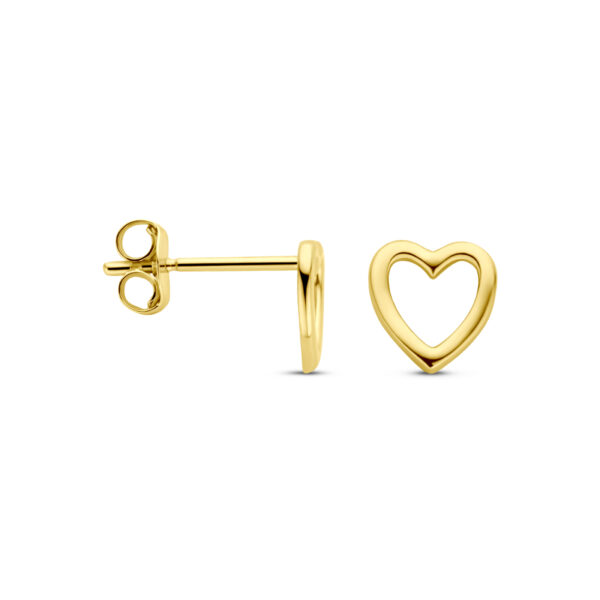oorknoppen hartje 6 mm 14K geelgoud - Afbeelding 3