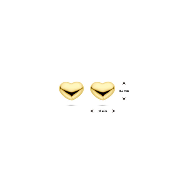 oorknoppen hartje 8,5 mm 1 micron zilver verguld (geel) - Afbeelding 4