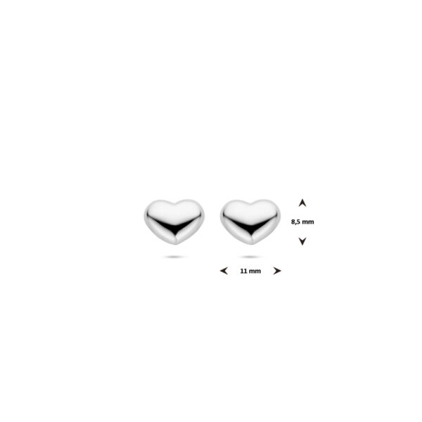 oorknoppen hartje 8,5 mm zilver gerhodineerd - Afbeelding 4