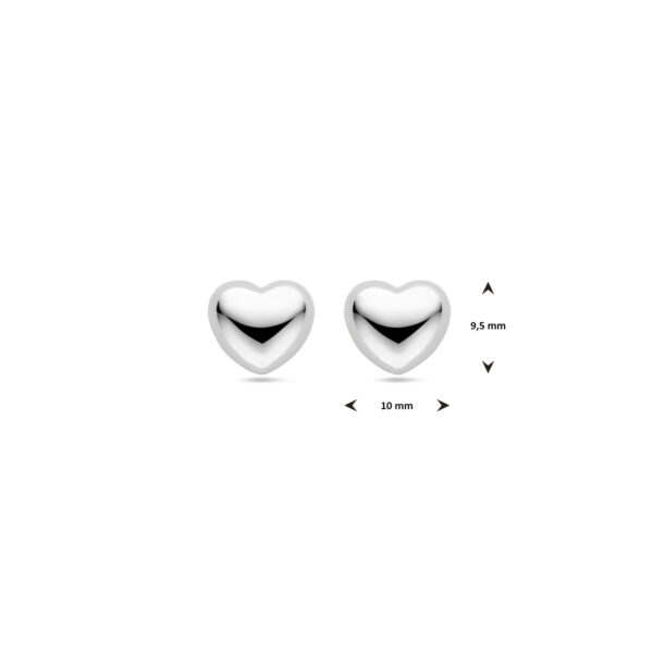 oorknoppen hartje 9,5 mm zilver gerhodineerd - Afbeelding 4