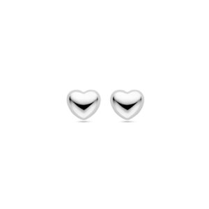 oorknoppen hartje 9,5 mm zilver gerhodineerd