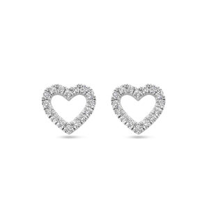 oorknoppen hartje diamant 0.11ct (2x 0.055ct) h si 7 mm 14K witgoud
