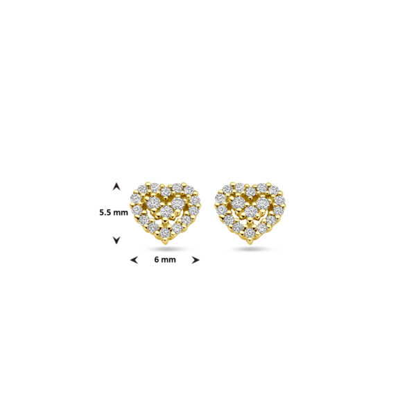 oorknoppen hartje diamant 0.16ct (2x 0.08ct) h si 14K geelgoud - Afbeelding 4