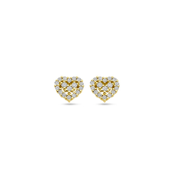 oorknoppen hartje diamant 0.16ct (2x 0.08ct) h si 14K geelgoud