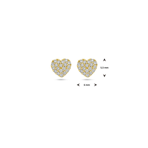 oorknoppen hartje diamant 0.18ct (2x 0.09ct) h si 5,5 mm 14K geelgoud - Afbeelding 4
