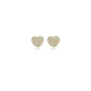 oorknoppen hartje diamant 0.18ct (2x 0.09ct) h si 5,5 mm 14K geelgoud