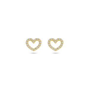 oorknoppen hartje lab grown diamant 0.19ct (2x 0.095ct) g vs 6,5 mm 14K geelgoud