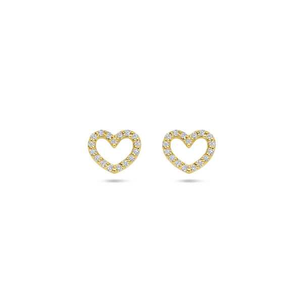 oorknoppen hartje lab grown diamant 0.19ct (2x 0.095ct) g vs 6,5 mm 14K geelgoud