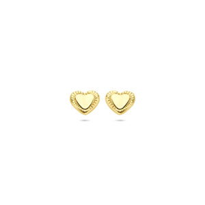 oorknoppen hartje poli/gediamanteerd 5 mm 14K geelgoud
