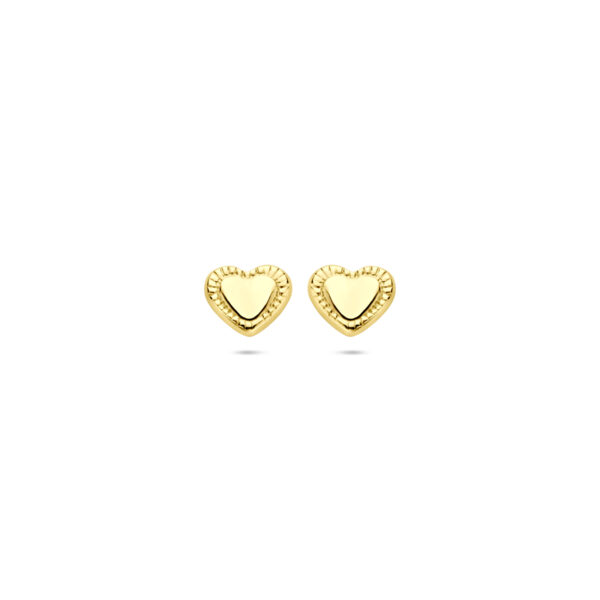 oorknoppen hartje poli/gediamanteerd 5 mm 14K geelgoud