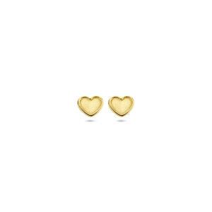 oorknoppen hartje poli/mat 4,5 mm 14K geelgoud