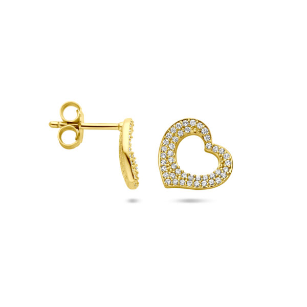 oorknoppen hartje zirkonia 10 mm 1 micron zilver verguld (geel) - Afbeelding 3