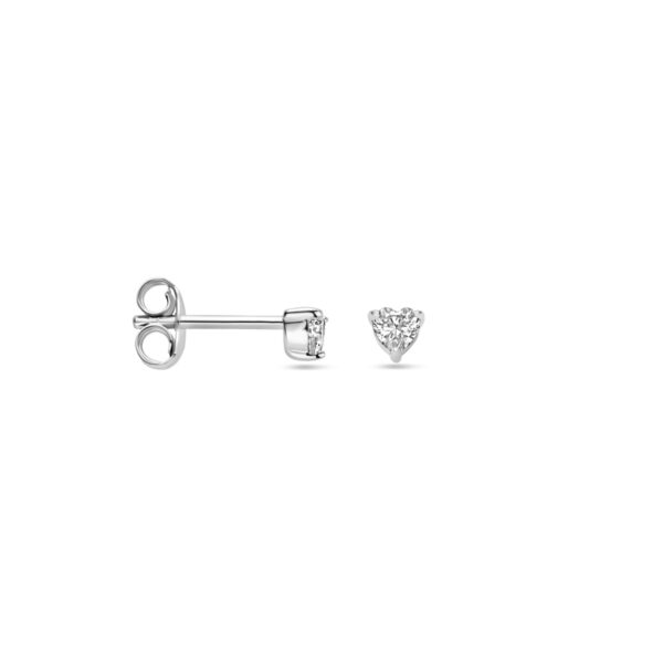 oorknoppen hartje zirkonia 3,5 mm zilver gerhodineerd - Afbeelding 3