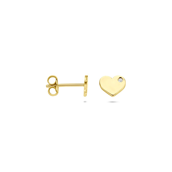 oorknoppen hartje zirkonia 5 mm 14K geelgoud - Afbeelding 3