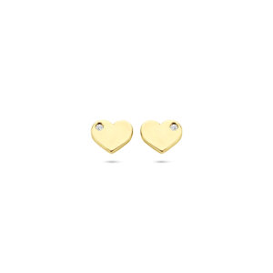 oorknoppen hartje zirkonia 5 mm 14K geelgoud