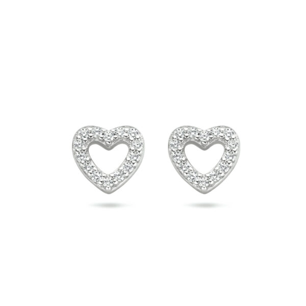oorknoppen hartje zirkonia zilver gerhodineerd