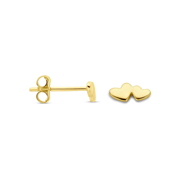 oorknoppen hartjes 3 mm 14K geelgoud - Afbeelding 3