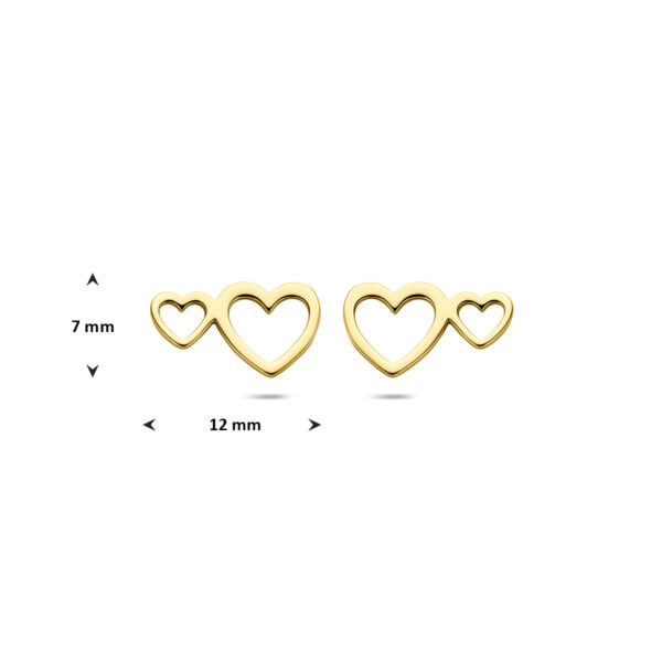 oorknoppen hartjes 7 mm 1 micron zilver verguld (geel) - Afbeelding 4