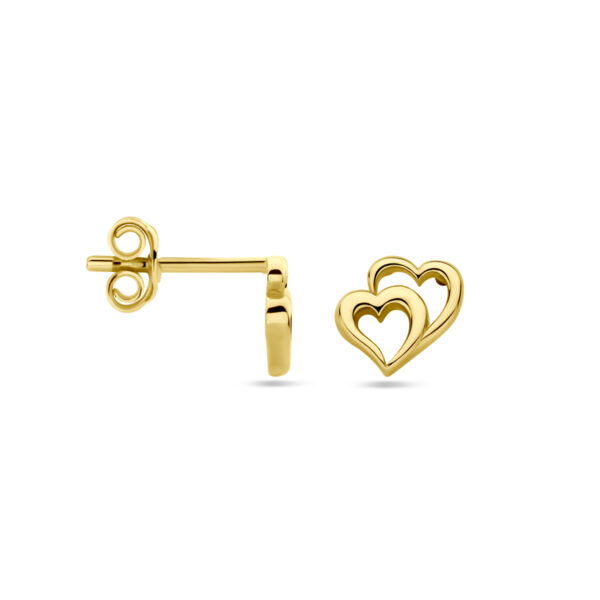 oorknoppen hartjes 7 mm 14K geelgoud - Afbeelding 3