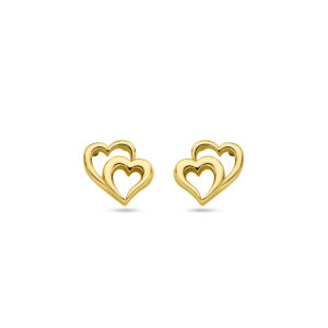 oorknoppen hartjes 7 mm 14K geelgoud
