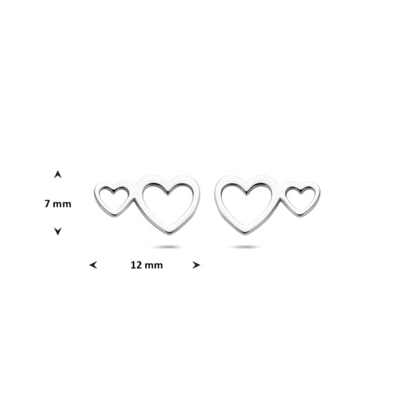 oorknoppen hartjes 7 mm zilver gerhodineerd - Afbeelding 4