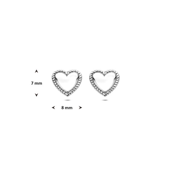 oorknoppen hartjes 7 mm zilver gerhodineerd - Afbeelding 4