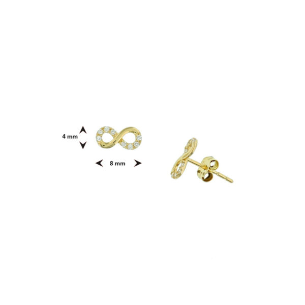 oorknoppen infinity zirkonia 14K geelgoud - Afbeelding 3