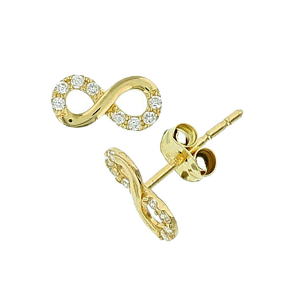 oorknoppen infinity zirkonia 14K geelgoud
