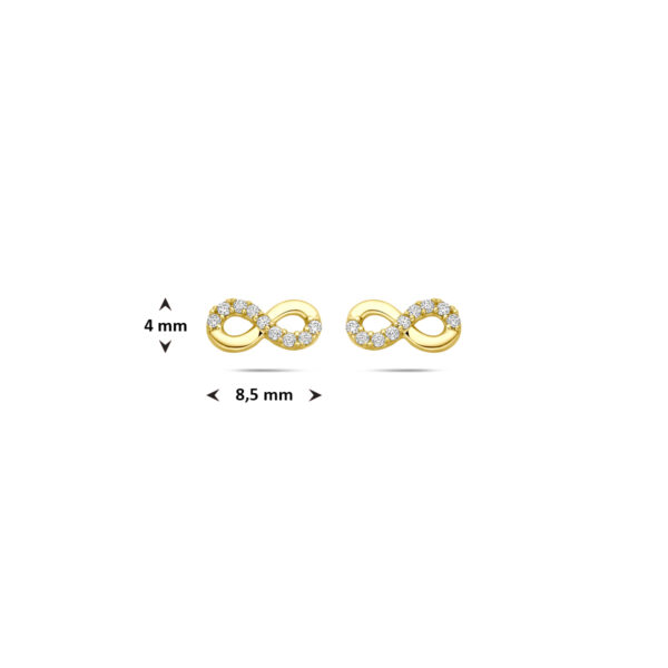 oorknoppen infinity zirkonia 4 mm 14K geelgoud - Afbeelding 4