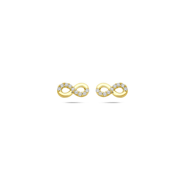 oorknoppen infinity zirkonia 4 mm 14K geelgoud