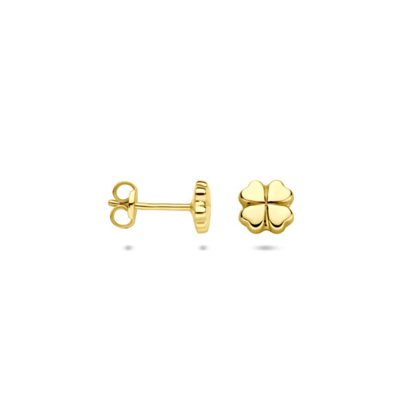 oorknoppen klavertje 5,5 mm 14K geelgoud - Afbeelding 3