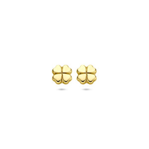 oorknoppen klavertje 5,5 mm 14K geelgoud