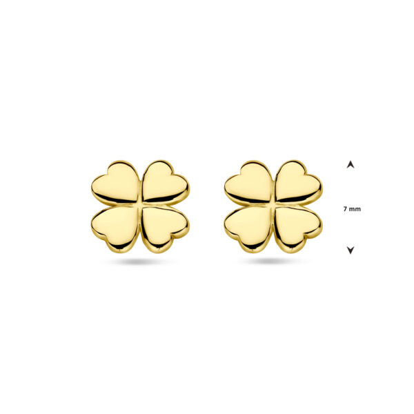 oorknoppen klavertje 7 mm 14K geelgoud - Afbeelding 4